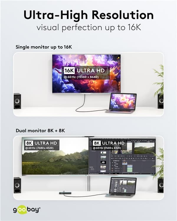 USB-C™-kaapeli, USB4™-versio 2.0, 240 W, 80 Gbit/s, virransyöttö, 1,2 m