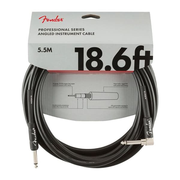 Fender Professional Series Instrumentjackkabel, rak/vinklad, svart - 5,5m