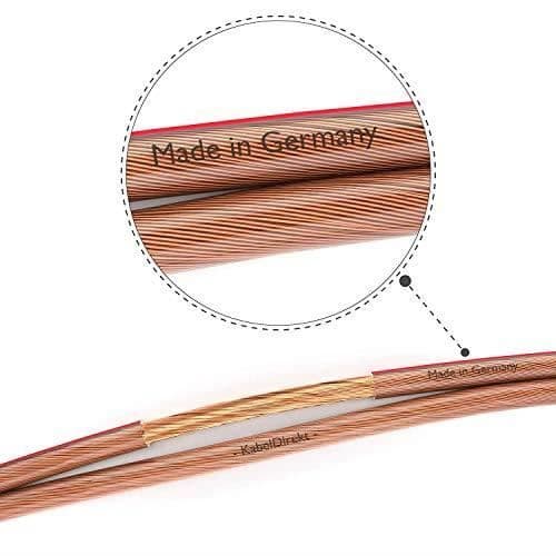 KabelDirekt 15m högtalarkabel (2x1,5 mm² HiFi-högtalarkabel Tillverkad i Tyskland, OFC-koppar, med polar 66-märkning