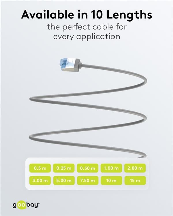 Ultraflexibel patchkabel CAT 6A, slim, U/FTP, grå