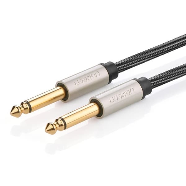 Ugrønn kabel mono TS-kontakt 6,35 mm - 6,35 mm jack 5 m grå (AV128)
