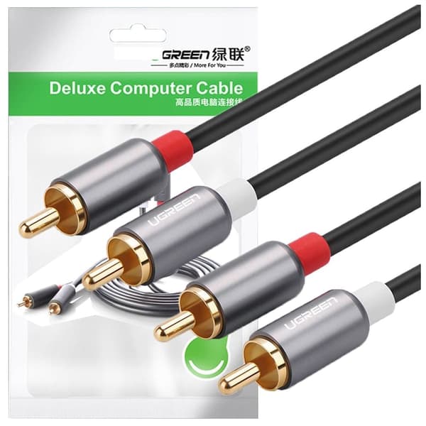 Ugreen kabel stereo lyd video kabel 2 RCA 2x Cinch 5m grå (10520)