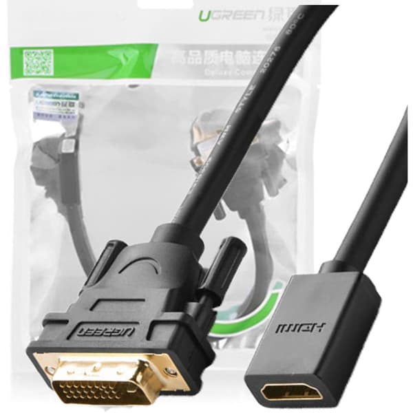 Ugrønn kabeladapter DVI (hann) - HDMI (hun) 0,15 m svart (20118)