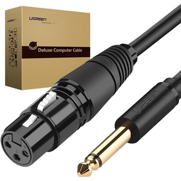 Ugreen lydkabel mikrofonkabel for XLR-mikrofon (hun) - 6,35 mm kontakt (hann) 3 m (20720)