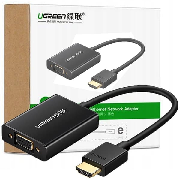 Ugrønn adapterkabel HDMI (hann) - VGA (hunn) svart (MM102)
