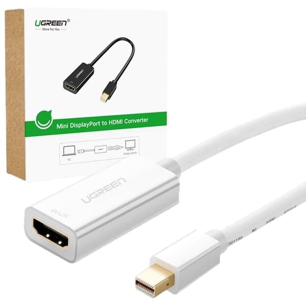 Ugreen adapterkabel FHD (1080p) HDMI (hun) - Mini DisplayPort (hann - Thunderbolt 2.0) Hvit (MD112 10460)