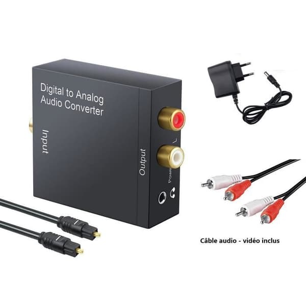 Omvandlare 3,5 MM digitalt ljud (Toslink och koaxial) till analog (Cinch) ljudomvandlardekoder med en omvandlarkontaktadapter