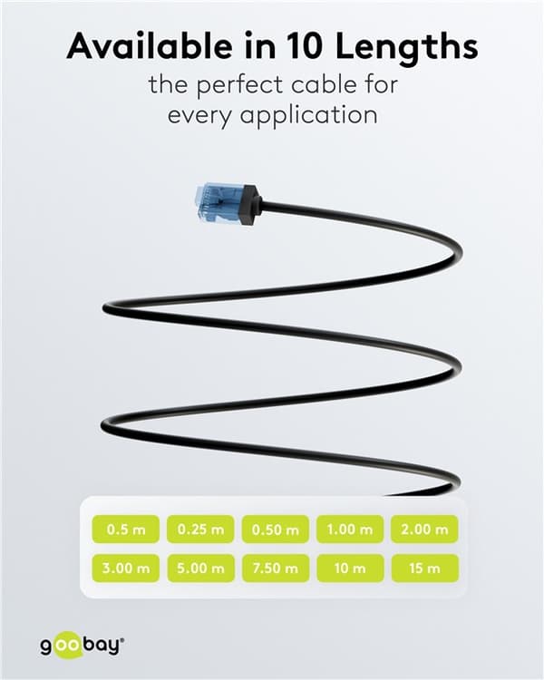 Ultraflexibel patchkabel CAT 6A, slim, U/UTP, svart