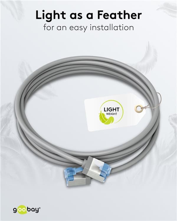 Ultra-fleksibelt netværkskabel CAT 6A, slim, U/FTP, grå