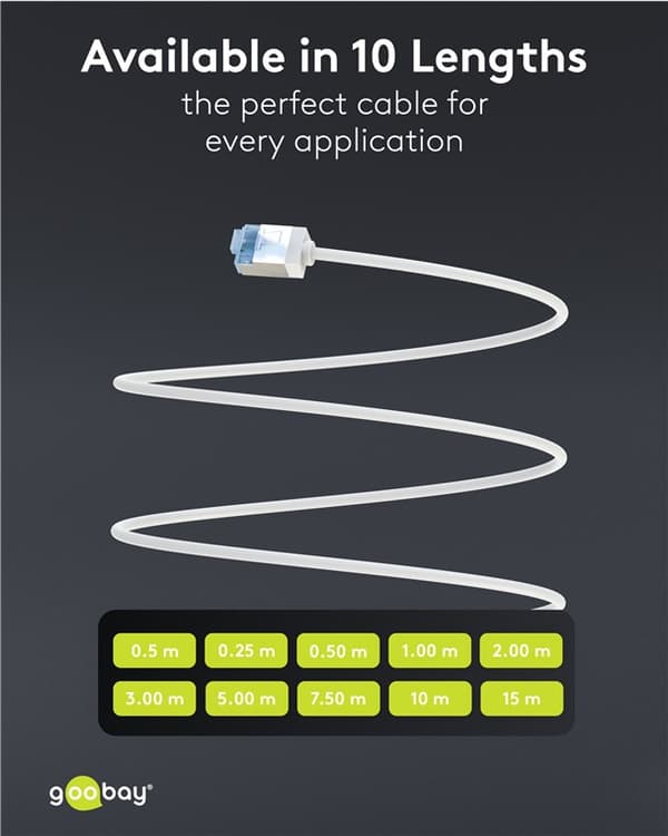 Ultraflexibel patchkabel CAT 6A, slim, U/FTP, vit