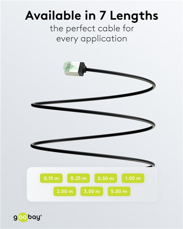 Ultra-fleksibelt netværkskabel CAT 8.1, slim, U/FTP, sort