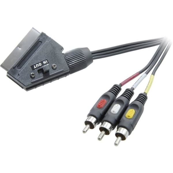 SpeaKa Professional SP-7869848 anslutningskabel [1x Scart hane - 3x Cinch / RCA hane] 2 m svart med i-switch