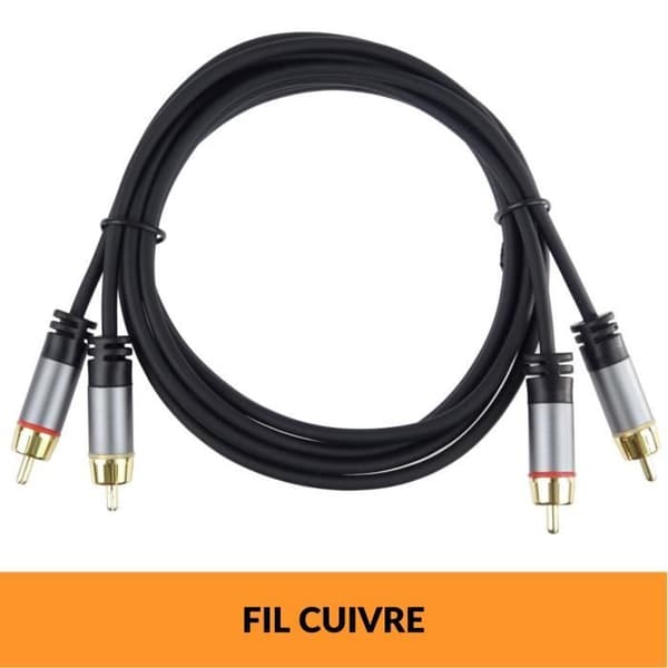 PremiumCord, HQ RCA-kabel, 2 RCA hane till 2 RCA hane - Audio video anslutningskabel, För TV, smartphones, MP3, HiFi, 1,5 m