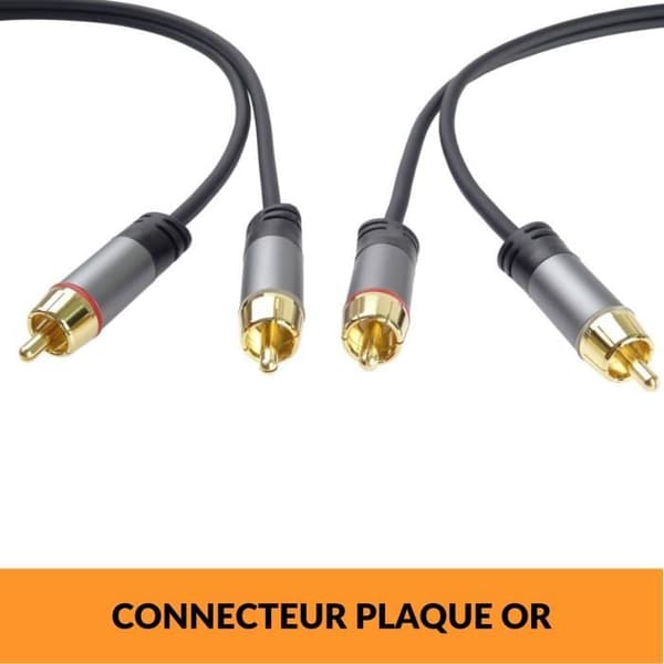 PremiumCord, HQ RCA-kabel, 2 RCA hane till 2 RCA hane - Audio video anslutningskabel, För TV, smartphones, MP3, HiFi, 1,5 m