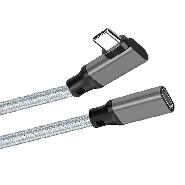 INF Grå flätad armbåge typ-C förlängningskabel - (10Gbps+4K+100W)