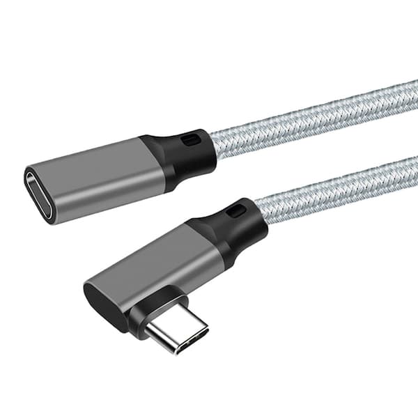 INF Grå flätad armbåge typ-C förlängningskabel - (10Gbps+4K+100W)