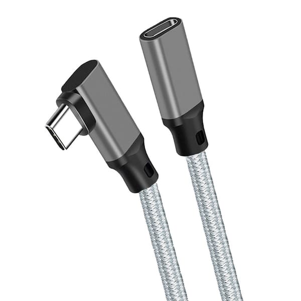 INF Grå flätad armbåge typ-C förlängningskabel - (10Gbps+4K+100W)