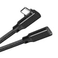 Miniatyrbilde 3 av 4: INF Høyre-vinklet USB-C skjøteledning - PQ117 svart flettet (10 Gbps + 4K + 100 W)