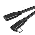 Miniatyrbilde 4 av 4: INF Høyre-vinklet USB-C skjøteledning - PQ117 svart flettet (10 Gbps + 4K + 100 W)