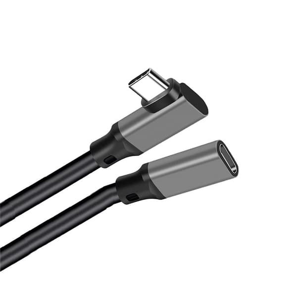 INF Typ-C förlängningskabel med armbågsdesign - PQ116 grå (10Gbps+4K+100W)
