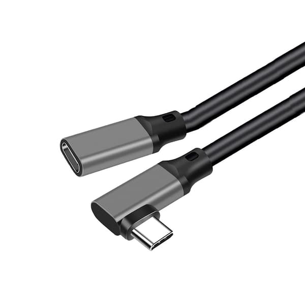 INF Type-C jatkokaapeli, jossa kyynärpää - PQ116 harmaa (10Gbps+4K+100W)