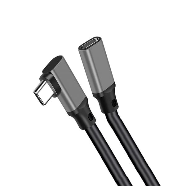 INF Type-C jatkokaapeli, jossa kyynärpää - PQ116 harmaa (10Gbps+4K+100W)