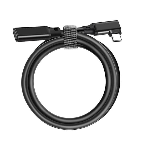 Højre Vinkel USB-C Forlængerkabel - PQ116 Sort(10Gbps+4K+100W)
