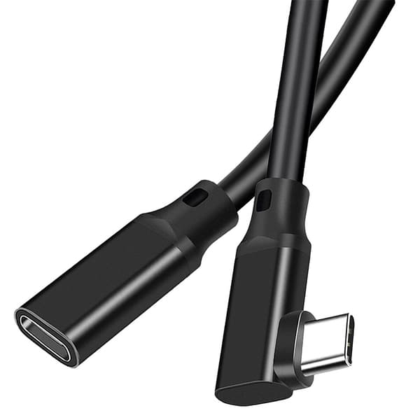 Højre Vinkel USB-C Forlængerkabel - PQ116 Sort(10Gbps+4K+100W)