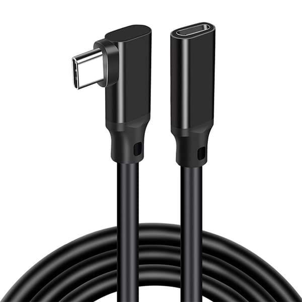 Højre Vinkel USB-C Forlængerkabel - PQ116 Sort(10Gbps+4K+100W)