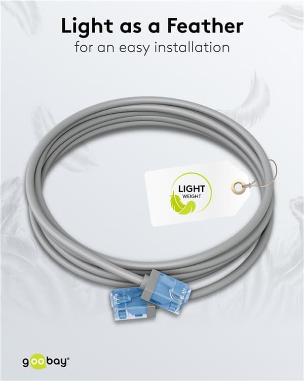Ultraflexibel patchkabel CAT 6A, slim, U/UTP, grå