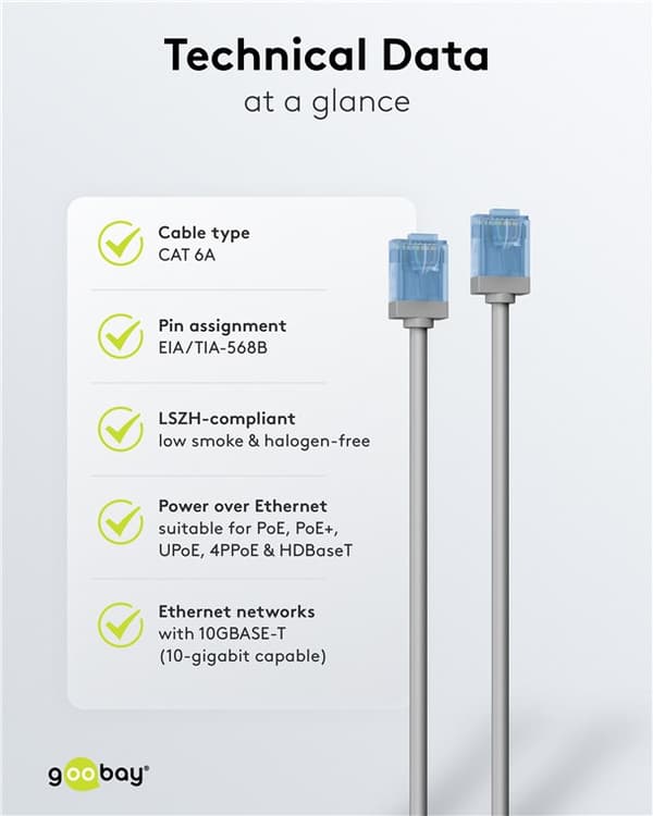 Ultraflexibel patchkabel CAT 6A, slim, U/UTP, grå