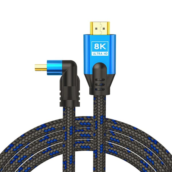 Savio HDMI (M) v2.1-kabel, vinklad, 8K, HDR Dynamic, OFC-koppar, 5m, CL-175
