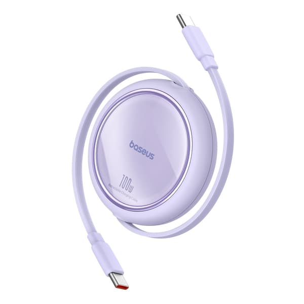 Kabel tilbagetrækkeligt udtrækkeligt kabel USB-C 100W Free2Draw Mini 1m lilla