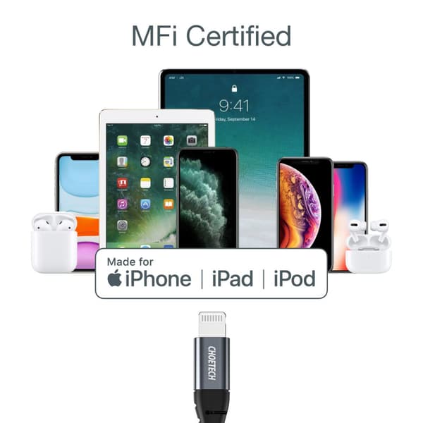 Kabel til iPhone USB-C - Lightning 480Mb/s 3A 1,2m - sort