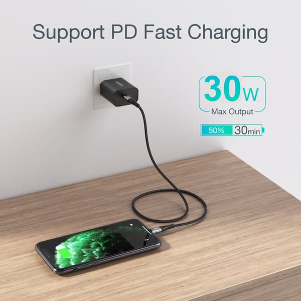 Kabel til iPhone USB-C - Lightning 480Mb/s 3A 1,2m - sort