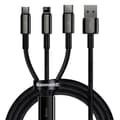 Miniatyrbillede 1 af 6: 3i1 USB kabel USB-C Iphone Lightning microUSB 3,5 A 1,5 m sort