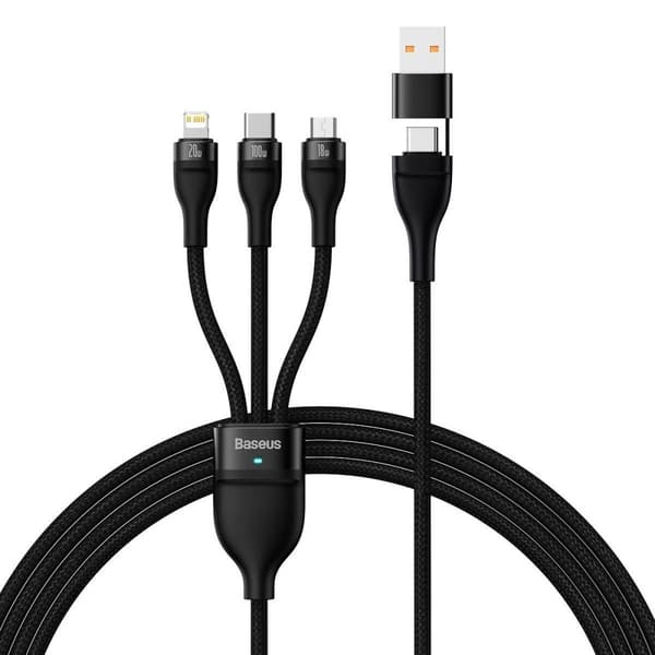 Kaapeli 4in1 USB+USB-C USB-C / iPhone Lightning / micro USB 1.2m - musta