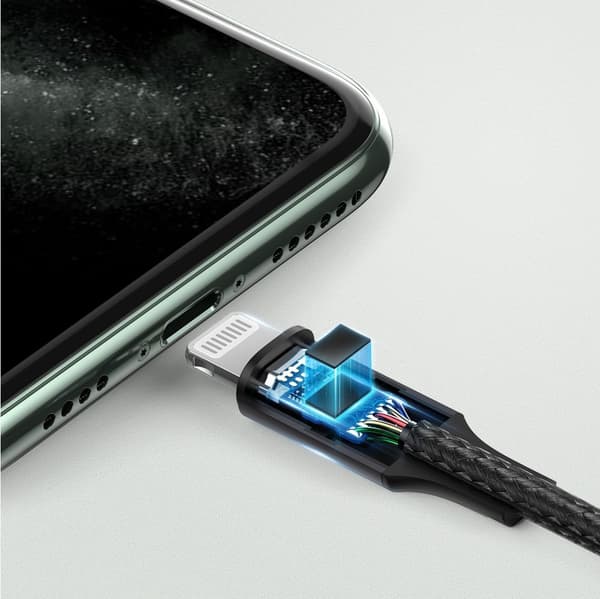 AUX lydkabel til iPhone MFI Lightning - 3,5 mm mini jack 1 m, grå