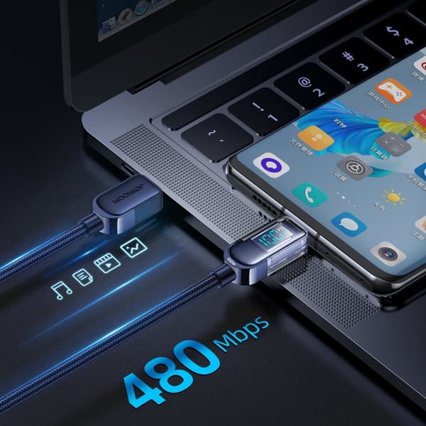USB-C kabel til hurtig opladning og dataoverførsel 100W 1,2 m blå