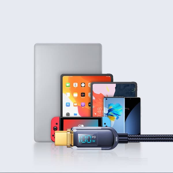 USB-C kabel til hurtig opladning og dataoverførsel 100W 1,2 m blå