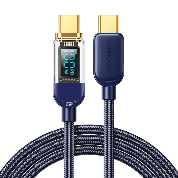 USB-C kabel til hurtig opladning og dataoverførsel 100W 1,2 m blå
