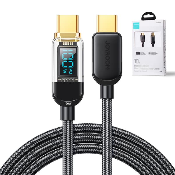 USB-C kabel til hurtig opladning og dataoverførsel 100W 1,2 m sort
