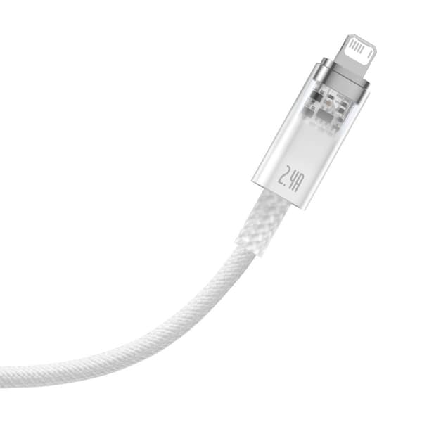 Flätad kabel för iPhone Explorer Series USB - Lightning 2.4A 2m vit