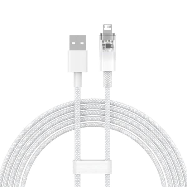 Flätad kabel för iPhone Explorer Series USB - Lightning 2.4A 2m vit