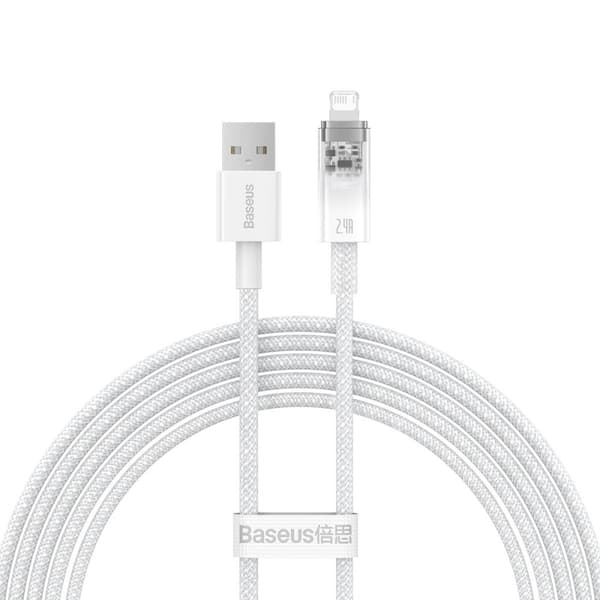 Flätad kabel för iPhone Explorer Series USB - Lightning 2.4A 2m vit