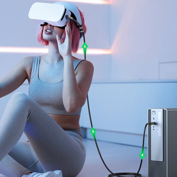 Kulma USB-C-kaapeli, joka tukee Oculus Quest 2 VR -laseja 60 W 5m musta