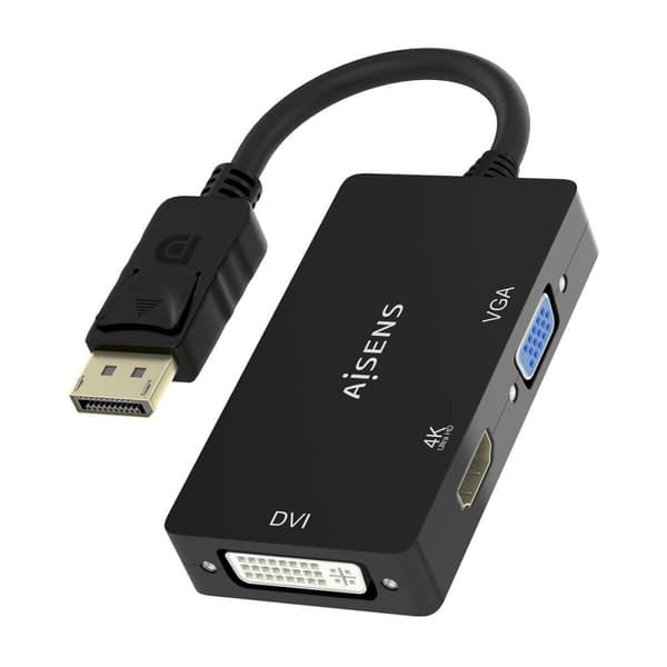 DisplayPort til VGA / HDMI / DVI-D-adapter Aisens A125-0861 Svart