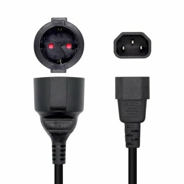 Strømledning Aisens A132-0467 25 cm C14 CEE 7/7 Svart