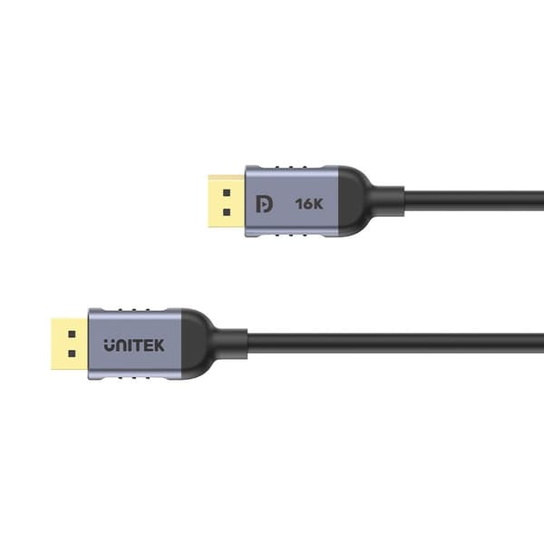 UNITEK C1626GY01-1,5M DisplayPort-kaapeli Musta, harmaa