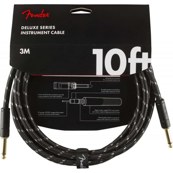 Kabel Instrument Fender Deluxe Series - 3m - Rätt/Rätt - Svart Tweed